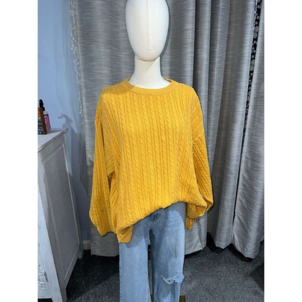 Vintage‎ Liz Wear Oversized Knit Sweater in Mustard Yellow Size Large